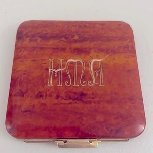 Vintage ART DECO Large Celluloid Faux Burl Wood Compact, 1930’s, Mirrored